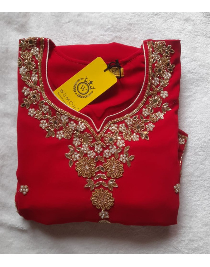 3 Piece Georgette Kurta Set (Red)