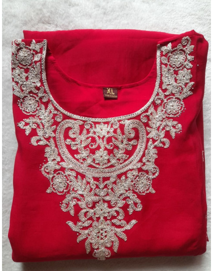Roman Silk Kurta Set (Red)