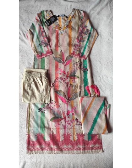 Jakard Silk Kurta Set (Grey Base - Multicolour)