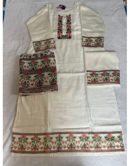 Muslin Silk Kurta Set (White)